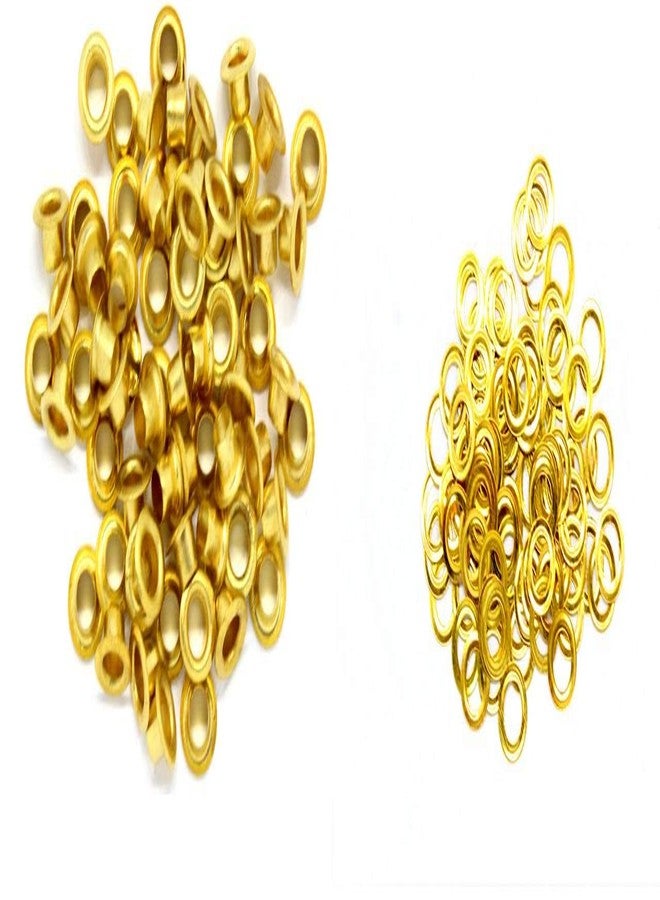 Nimida Multipurpose Eyelet Grommet with Brass Washer, Outer Diameter - 7 mm, Inner 3 mm, Outer Height - 5 mm and Inner - 4 mm | 100 Pieces (Golden) - Image 1